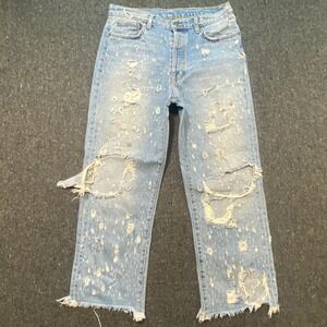 Carmar Denim Jeans‎ 29 Womens Light Blue Distressed Ripped Raw Hem Straight Leg